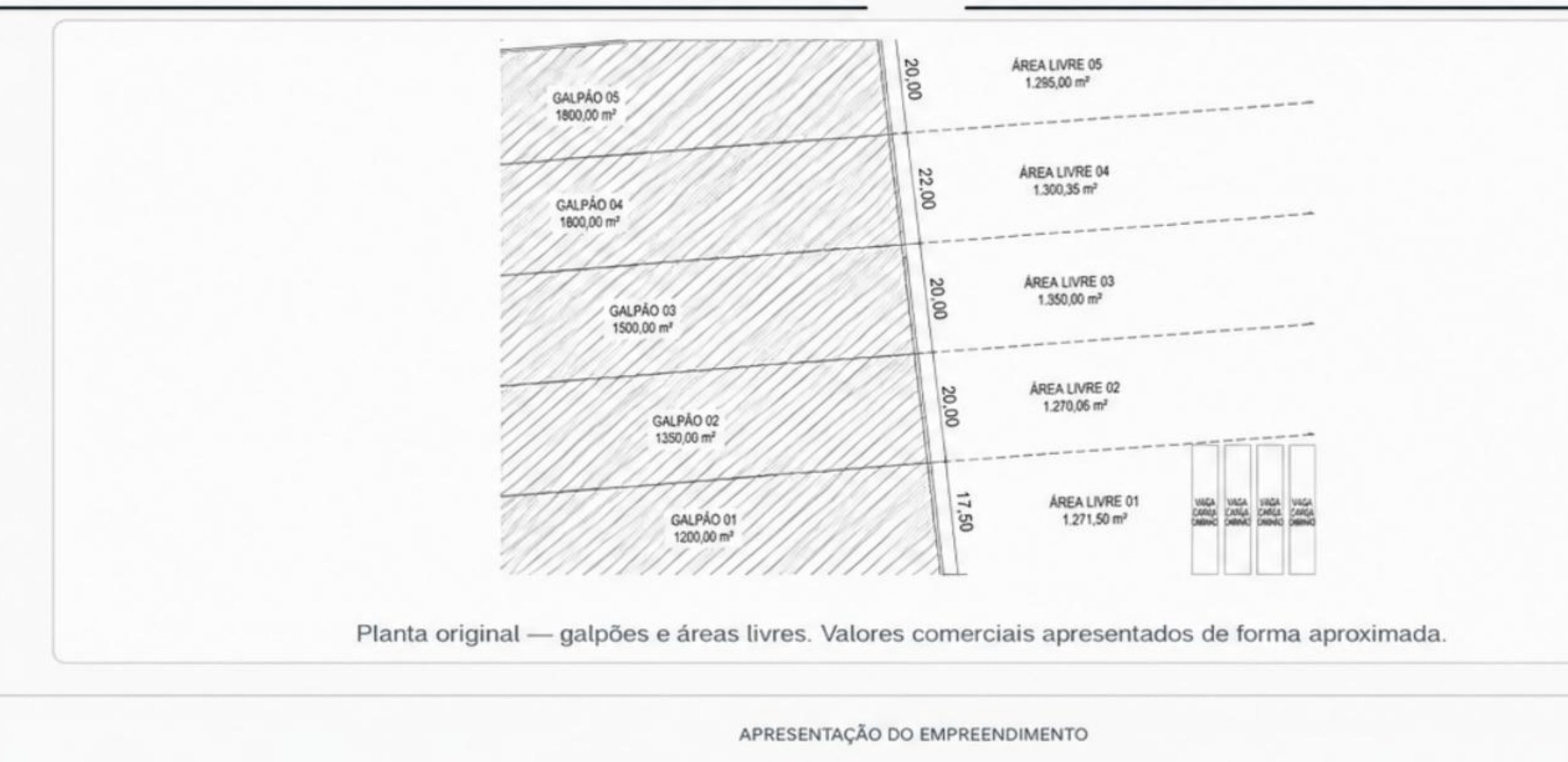 Galpões 01 a 05 · Áreas gerais e livres